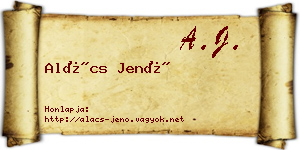 Alács Jenő névjegykártya